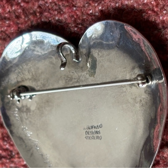 Vnt Joan Slifka Large Turquoise Heart Sterling Silver Concho Statement Piece - Picture 7 of 10